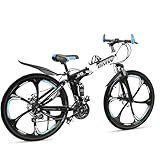 Dunedin Bikes, X6 Cycle Foldable Sports Bicycle Rigid Mountain Bike/Cycle 26 Inch Carbon Steel Frame Folding Bicycle with 21 Speed Gear and Double Disc Brake.Black S6(Unisex)