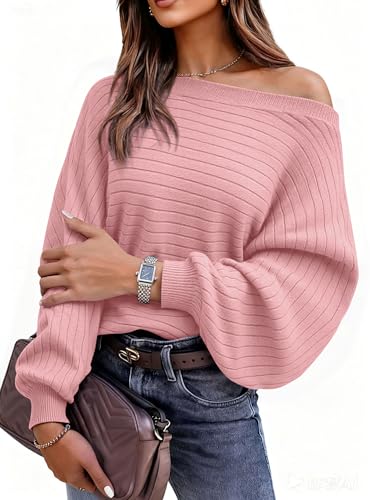PRETTYGARDEN Fall Sweaters for Women 2025 Oversized Boat Neck Pullover Long Sleeve Knit Tops Cozy Winter Fashion Clothing