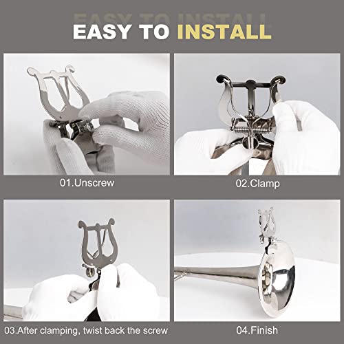 Xstyle Trombone Marching Lyre ClampOn Silver Metal Plating Marching Music Clip Lyre for Saxophone