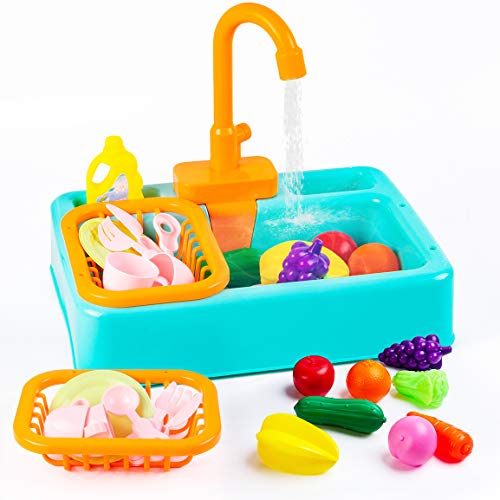 NYOBABE Juguetes de Juego de Agua para 3 4 5 6 7 8 años de Edad, niñas, Juguetes para niños, Fregadero de Juguetes con Agua, simulación de Agua, lavavajillas con Grifo de Trabajo Cover