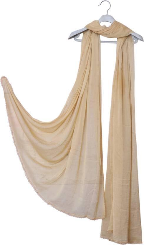 Nakoda Creation Chiffon Solid Women Dupatta (Arco Chiffon Dupatta Beige) - BZ44950-image-0