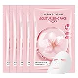 AOPEIBOTO Face Masks Skincare, Pack of 5 Sheet Masks, Hydrating Facial Mask for All Skin Types, Long-lasting Moisturizing, Soothing, Cherry Blossom