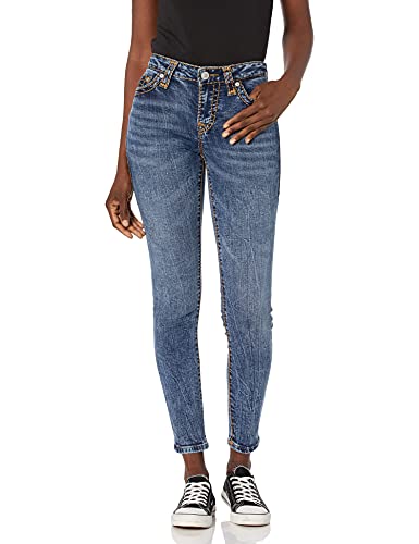True Religion Women's Halle Mid Rise Super T Skinny Jean, Ghost Wave, 29