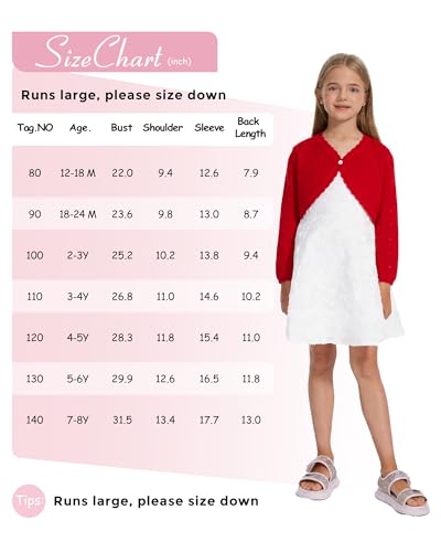 Image of Girls Cardigan, Girls Bolero Shrug Sweater, Kids Knit Hollow Out Long Sleeve, Button Cover Up Cropped Tops