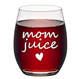 Mom Juice Stemless Wine Glass - Gifts for New Mom, Women, Wife, Friends - Birthday, Christmas, Mother's Day, Valentine's Day From Daughter Son - Funny 15Oz Wine Glass