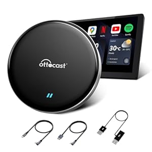 OTTOCAST P3 Lite CarPlay AI Box, CarPlay & Android Auto draadloze adapter met Netflix YouTube, ondersteunt Android 12 4G + 64G-systeem, voor bekabelde Carplay-auto’s OEM na 2016