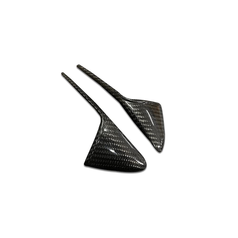 CoolKo 4K Authentic Glossy Carbon Fiber Side Camera Turn Signal Covers with T Logo Red & Silver Stickers Compatible with Tesla Model X S 3 Y - 2 Covers & 8 Covers