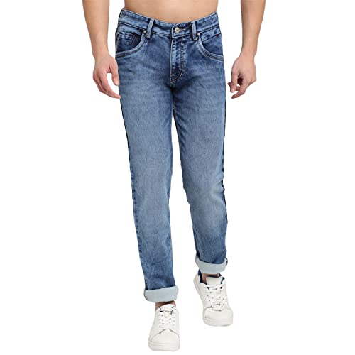 Image of Cantabil Men Blue Cotton Regular Fit Casual Jeans (P-MDNM00071-MEDIUM Mercerised)
