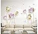 Wajade Tulipe Stickers muraux Fleurs lilas clair Stickers muraux fleurs et papillons Décoration murale pour chambre à coucher, salon, TV