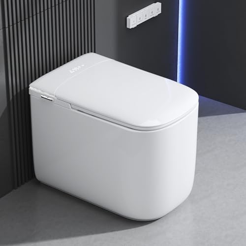Image of Luxury Smart Bidet Toilet with Tank, Foam Shield, Dual Auto Flush /Lid&Seat, Foot Sensor, UV-C light, Compact Electric One Piece Toilet for Small Bathroom with Siphon Dual Flush 0.8 /1.2 GPF
