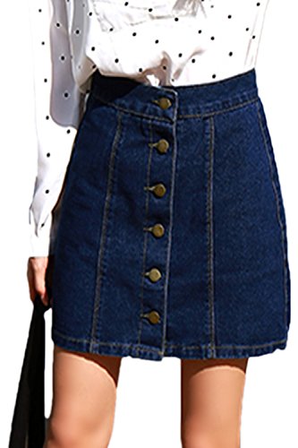 Las Mujeres Verano Casual Botón Shift Apretado Parte Sólida De Cintura Alta...