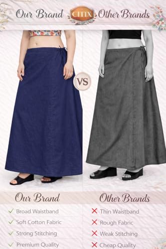 Image of CITIX Pure Cotton Petticoat for Woman Saree | Adujastable Drawstring Waist
