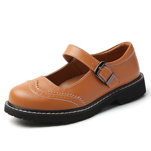 Mary Jane Shoes Women Platform Non-Slip Wingtip Brogue Oxfords Dress Shoes