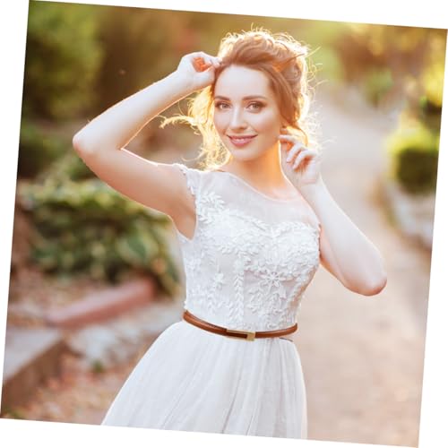 Beaupretty 2Pcs Vintage Waist Belt for Women Thin PU Leather Belt with Buckle Classic Caramel Black Colors Accessory for Dresses Shirts and Casual Outfits4