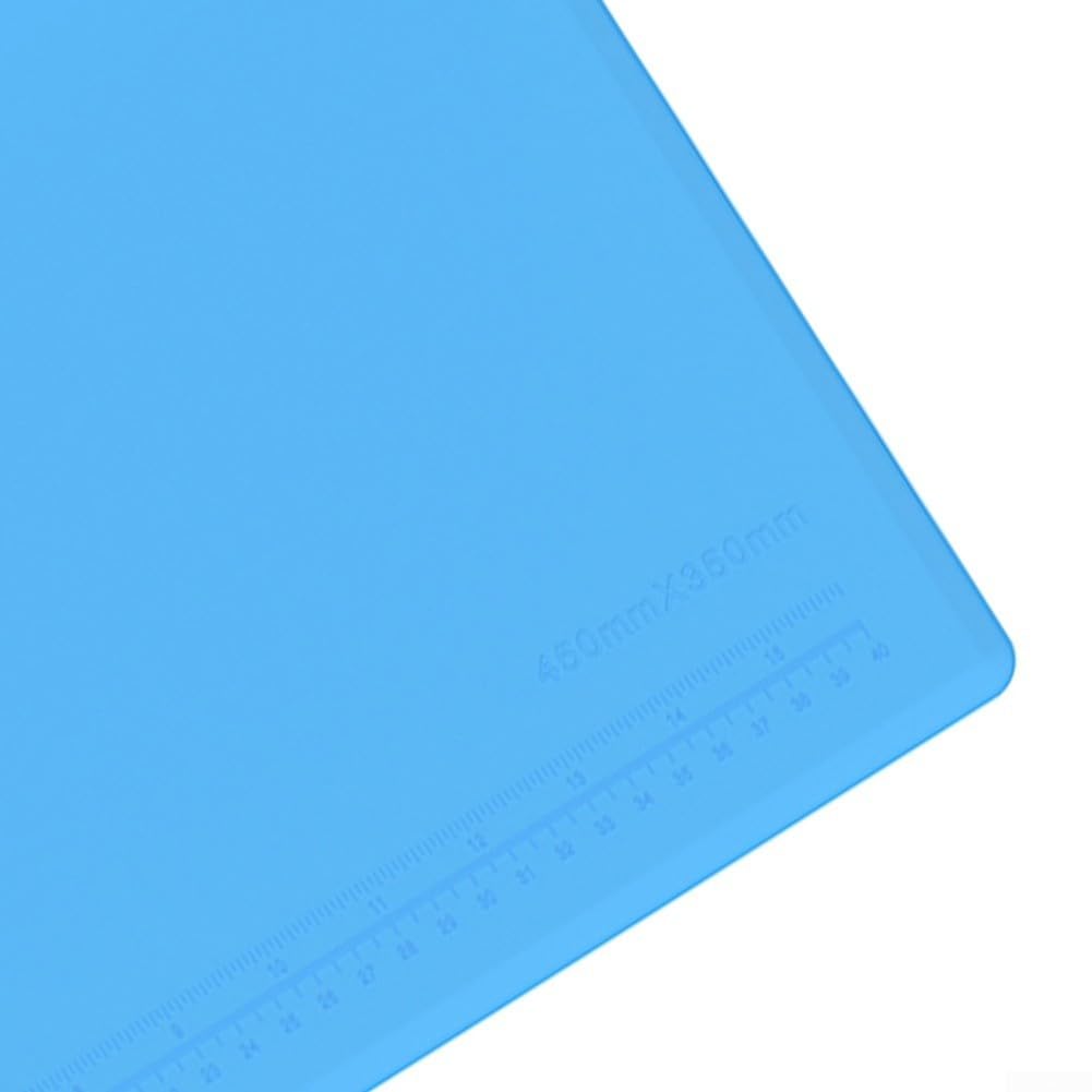 Widerstandsfähige Silikon-Lötmatte 45x35 cm, Hitzebeständige Arbeitsunterlage für Elektronik-Reparatur, Rutschfeste Isoliermatte für Lötkolben und Bauteile, Blau