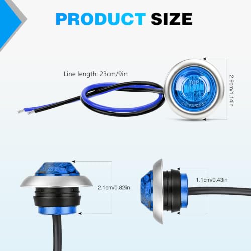 Image of Nilight 3 /4 inch Round Marker Lights 10PCS Blue Side Bullet Clearance Light