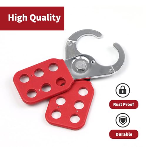 Image of 2 Pack Stainless Steel Lockout Tagout Hasp 6 Hole,Lock Out Tamper-Proof and Impact-Resistant Loto Hasp PA Plastic-Sleeved Handle Heavy Duty