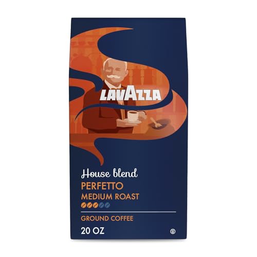Image of Lavazza Perfetto Ground Coffee Blend, Dark Roast, 20 Ounce, Value Pack, Caramel flavor with Dark and Velvety Texture, 100% Arabica