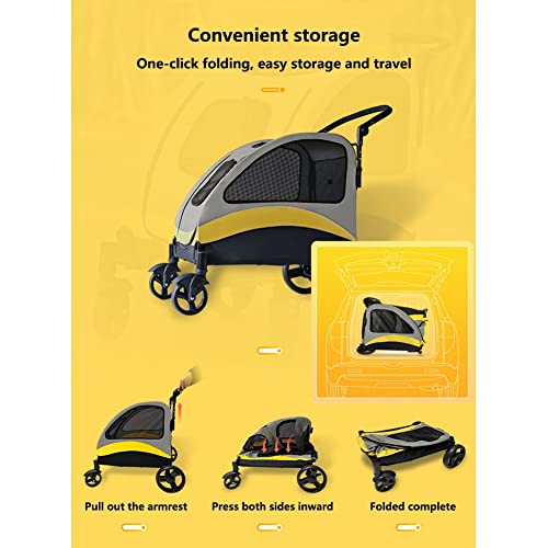 Carrinho de estimação para cães médios e grandes 4 rodas carrinho dobrável para animais de estimação