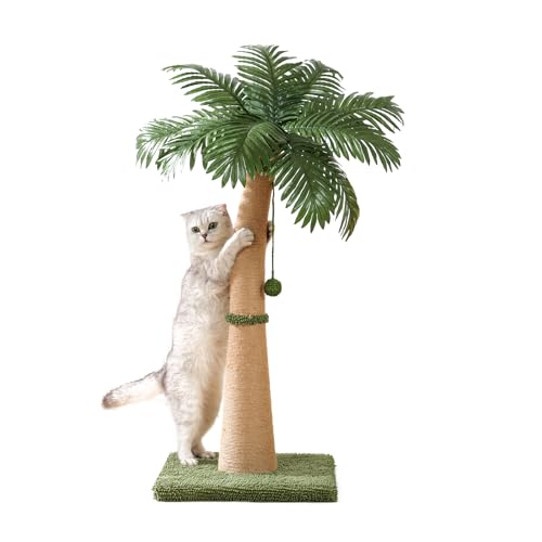 40'' Tall Cat Scratching Post Cat Tree, Curved Design Cat Scratch...