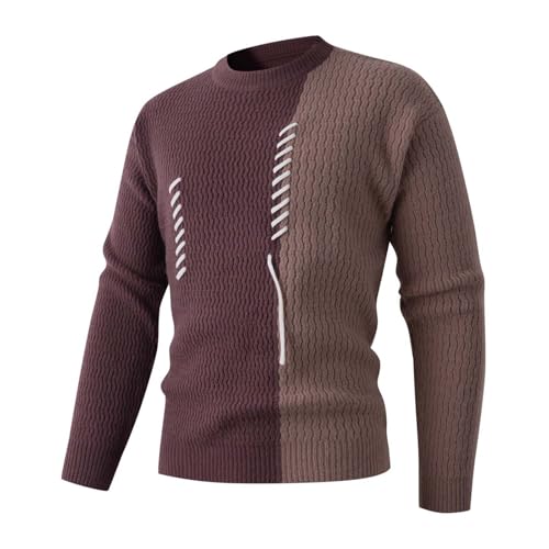Long Sleeve Sweaters for Men Elastic Striped Color Block Pullover Oversized Knitted Round Neck Sweater Working Travel2