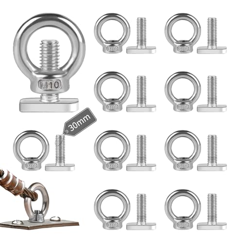 EXLECO 10Pcs M10 Tuerca de Anillo Cancamo Tornillo de Ojo de Elevación Acero Inoxidable Hembra Sujetador de Tuerca con Anilla Roscada