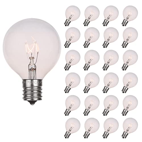 Maindeco G50 Incandescent Light Bulbs, 7W Clear Globe Replacement Bulbs C9/E17 Intermedia Screw Base Sockets Vintage Edison Light Bulb For Indoor Outdoor Patio String Light Decor #TOP23
