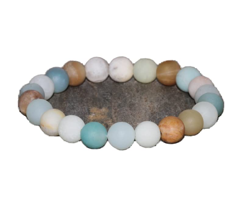 Bracelet amazonite anti-stress perles 8mm élastique pour soulager l'anxiété et retrouver le calme