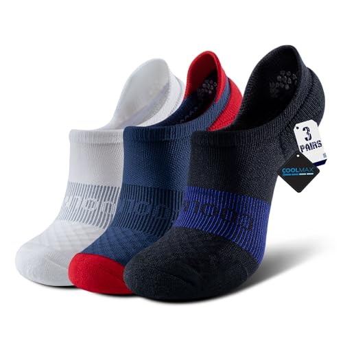 Image of BRISIRA Coolmax Bamboo Viscose Kids No Show Socks Compression Athletic Running Sports Boys Socks Ankle Cushioned for Youth