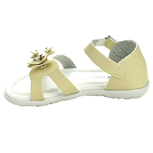 JELLYBEANS Jelly Beans Bumpy Toddlers Girl Comfort Ankle Strap Flat Sandal Shoes,Beige,54