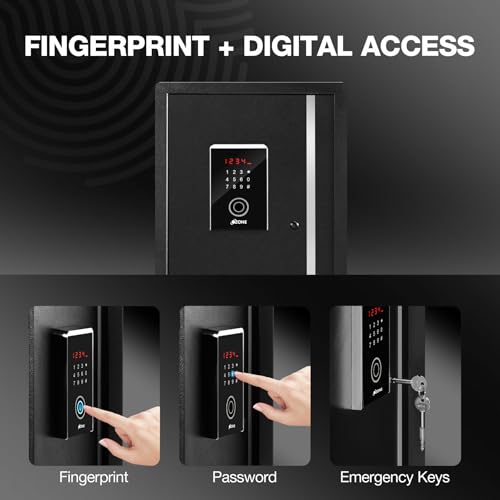 Image of Ozone 55L Digital Biometric Safe Locker for Home & Office | Fingerprint Access | Auto Secure Motorized Lock | Electronic LED Display | Heavy-Duty Steel | 36D x 35W x 55.5H cm | Black | 2-Year Warranty