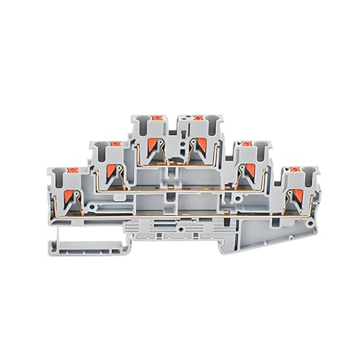 PT2.5-3L 10 Pcs Din Rail Terminal Block Electrical Connector Triple Layer Spring Wiring Connection Wire Conductor Terminal Block(Gray)