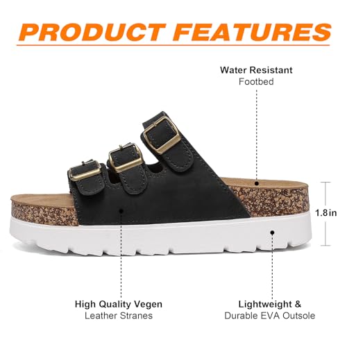Image of YorFotMae Women's Platform Sandals - Chunky Cork Sandals with 3 Adjustable Straps, Comfortable Platform Sandals for Women, Perfect for Casual and Outdoor Wear