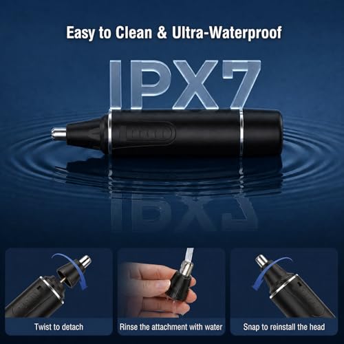 Image of Nose Hair Trimmer for Men,Rechargeable 3-in-1 Professional Painless Eyebrow & Facial Hair Trimmer for Men Women,Multifunctional Trimmer with IPX7 Waterproof,Powerful Motor and Dual-Edge Blades