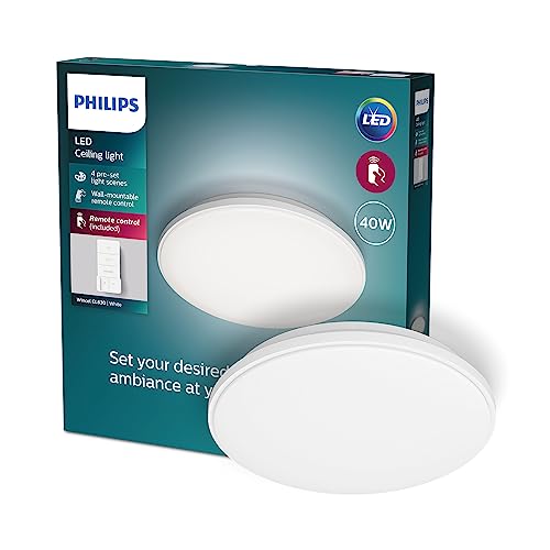 PHILIPS LED Wincel, Plafoniera Rotonda, Luce Bianca da Calda a Fredda, Dimmerabile, 40W, Bianco