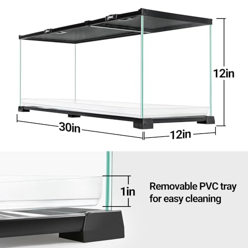 OiiBO Tanque de répteis de 20 galões, 76,2 x 30,5 x 30,5 cm, alimentação superior de terrário e vent