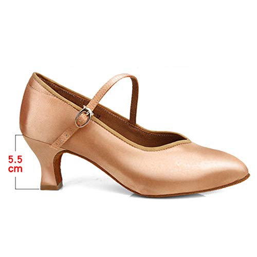 HROYL Latin Dance Shoes Women Tango Salsa Wedding Party Close Toe Ballroom Dance Pump,Model-KCBD10092