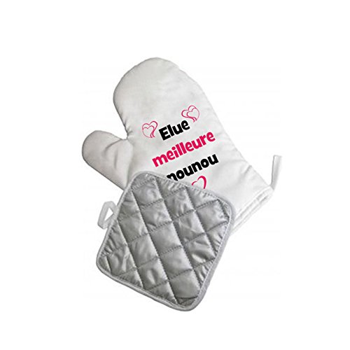 Sublimagecreations Tablier de Cuisine Elue Meilleure Nounou, idée Cadeau, Assistante Maternelle, nourrice (Gant + manique) Cover