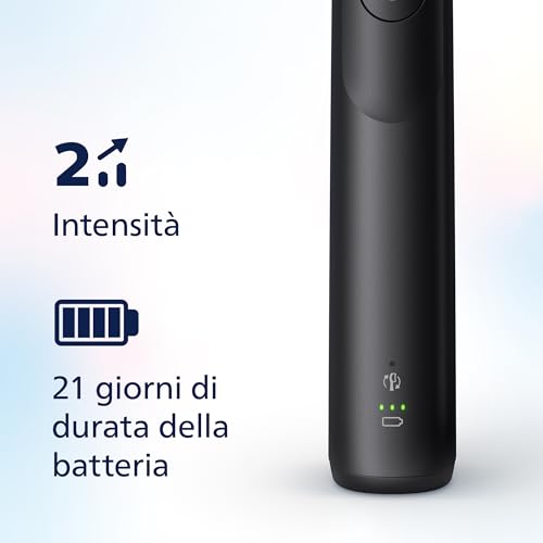 Philips Sonicare 5300, spazzolino elettrico sonico con 2 livelli di intensità, avviso di pressione, EasyStart, Smartimer e BrushPacer, nero, modello HX7101/01 - Immagine 3