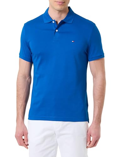 Tommy Hilfiger Polo de algodón líquido REG Seasonal MW0MW39994 S/S para Hombre, Azul, L, Azul (Índigo Vibrante), L