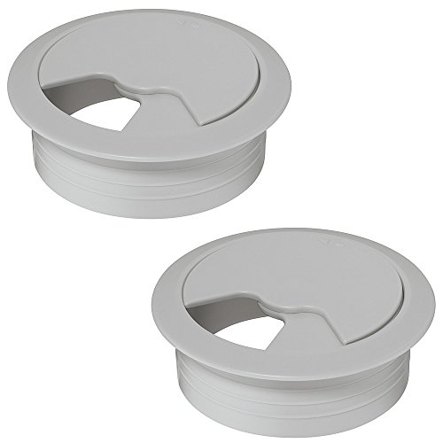 Preisvergleich Produktbild Gedotec Kabeldurchführung Schreibtisch Kunststoff H1021 rund / Kabeldurchlass grau / Kabelführung zum Eindrücken / Kabeldose Bohr-Ø 60 mm / MADE IN GERMANY / 2 Stück - Kabelausgang Tisch & Wand