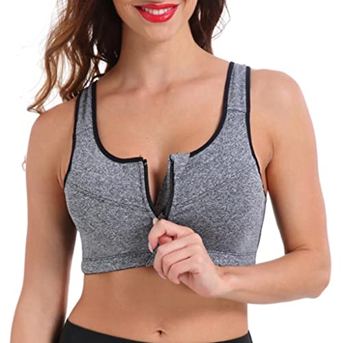 Baoblaze Sutiã Esportivo Feminino com Zíper Push Up Sutiã Fitness Top Esportivo Acolchoado de Corrid