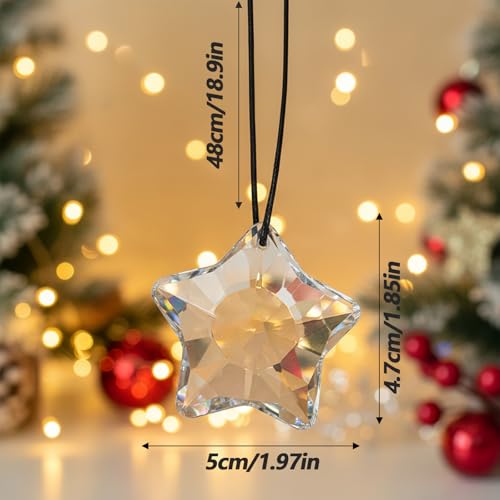 6 Stück Weihnachtsbaum Kristall Dekorationen,Transparente Sterne Kristalle zum Aufhängen,Sternenkristall Christbaumschmuck,Sonnenfänger Kristall für Weihnachten Party Hochzeit Dekoration