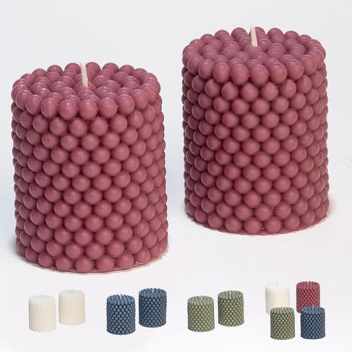 Bubble Candle Sets | Unscented Mini Pillar Candles | 25-Hr Burn Time Aesthetic Trendy Colored Soy Wax Candles