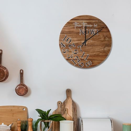 Horloge murale rustique en bois de grange 38cm silencieuse pour salon - 4