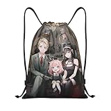ZGHQHCDRH Mochila Forger Anya Yor Loid con Bolsas Deportivas con cordón Bolsa de Gimnasio Resistente al Agua Anime String Sackpack para Ciclismo