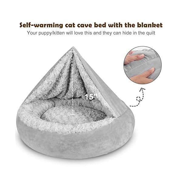 JOEJOY Small Dog Bed Cat Bed with Hooded Blanket, 23/26 Inch Donut Round Cozy Cuddler Washable Calming Dog Burrow Cat Cave Anti-Slip Puppy Bed Orthopedic Warm Cushion Pet Bed for Indoor Dogs Cats Grey JOEJOY Small Dog Bed Cat Bed with Hooded Blanket, 23/26 Inch Donut Round Cozy Cuddler Washable Calming Dog Burrow Cat Cave Anti-Slip Puppy Bed Orthopedic Warm Cushion Pet Bed for Indoor Dogs Cats Grey