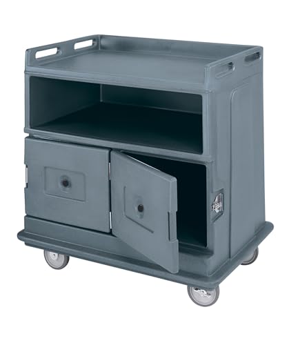 Cambro Gray Beverage Service Cart, Mobile Drink & Snack Station - 2 Bottom Storage...