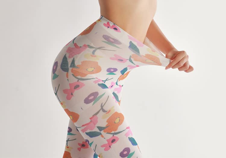 Image of Sahabowi Women Tights, Sheer High Waist Pantyhose, Vintage Control Top Stockings, Siwa opaque print1