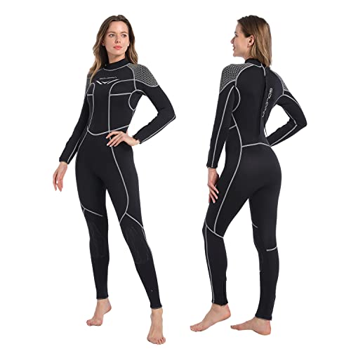 Goldfin Womens Wetsuit, 3Mm Mens Wetsuit Fullbody Diving Suits Long Sleeve Neoprene Thermal Suit Back Zip For Water Sports Diving Kayakboarding Surfing Snorkeling (Womens, L) #TOP17